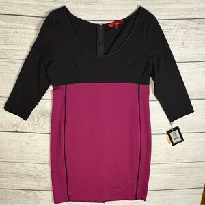 Narciso Rodriguez Women's Black & Mulberry Bodycon Colorblock Sheath Dress Large